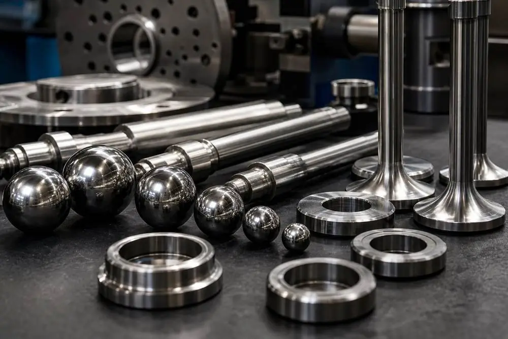 Precision stainless steel balls and machined valve components